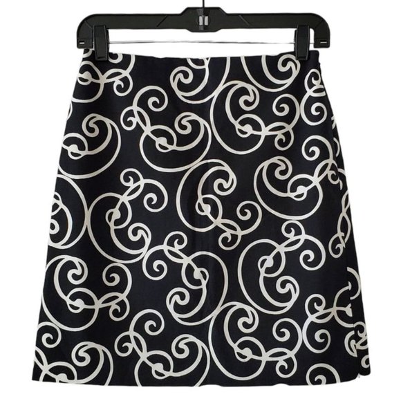 Ann Taylor Dresses & Skirts - Ann Taylor Scrolling Swirls Short A-line Skirt | NWT | 0P | Black White